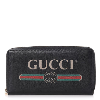 Gucci Calfskin Logo Zip Around Wallet Black 1 of 10