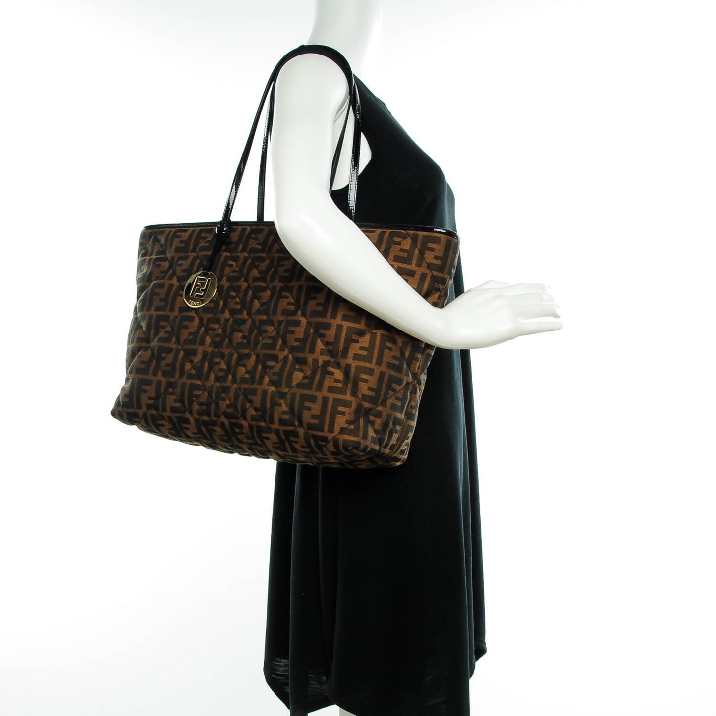 Zucca Quilted Medium Roll Tote Tobacco Black