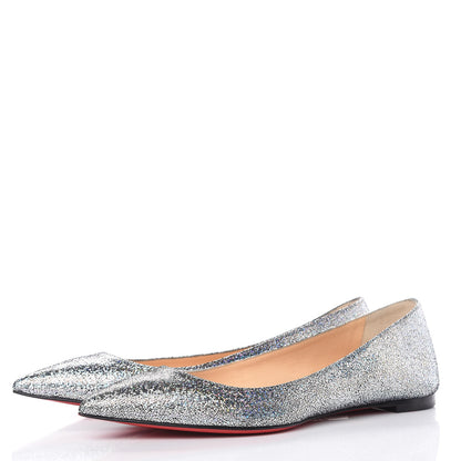 Christian Louboutin Metallic Nappa Ballalla Flats 37.5 Silver 3 of 9