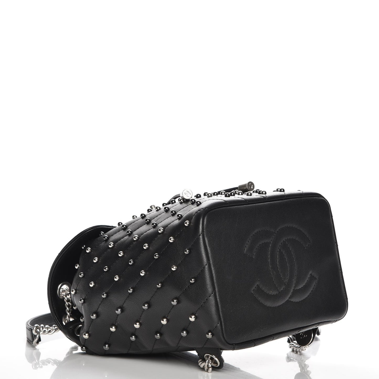 Lambskin Chevron Quilted Studded Stud Wars Backpack Black