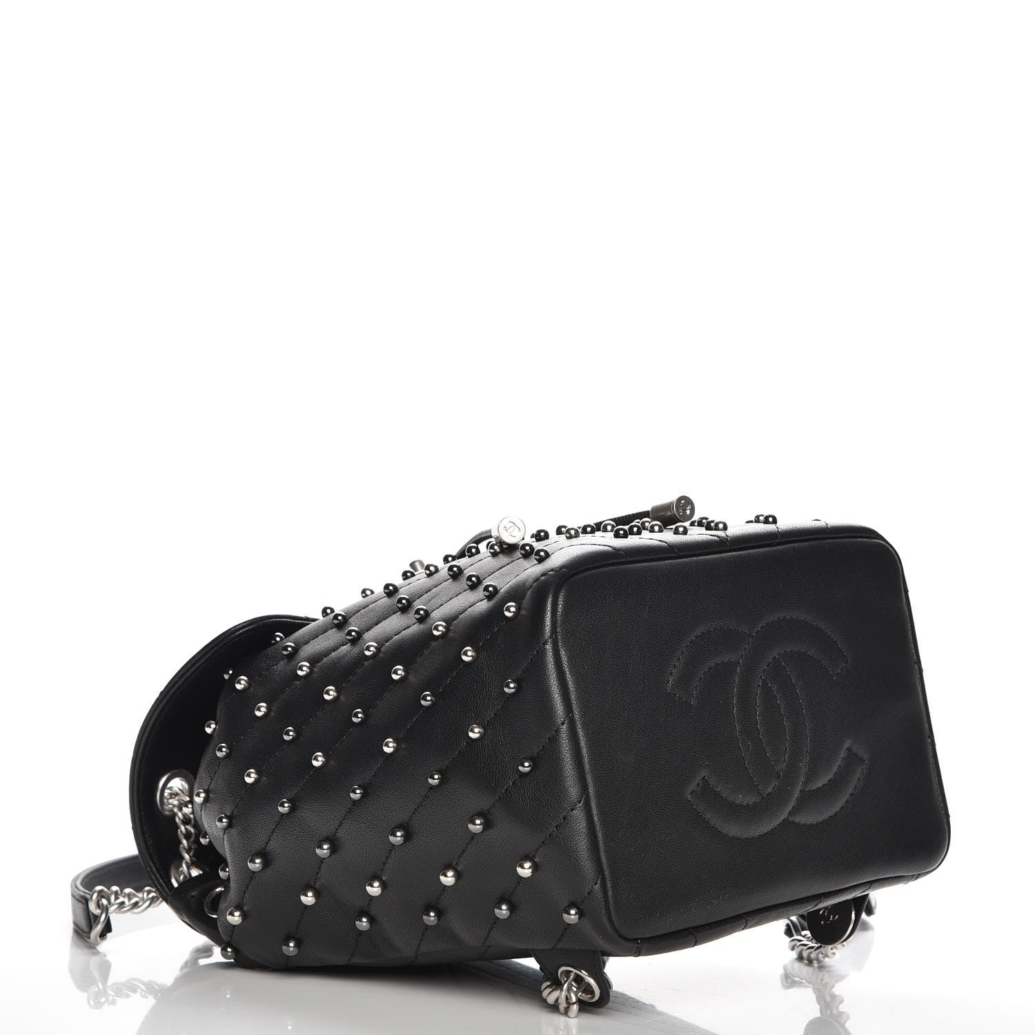 Chanel Lambskin Chevron Quilted Studded Stud Wars Backpack Black 7 of 9