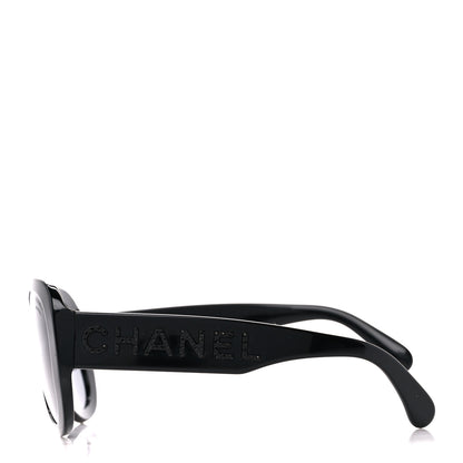 Chanel Resin Crystal Polarized Sunglasses 5423-B Black 3 of 8