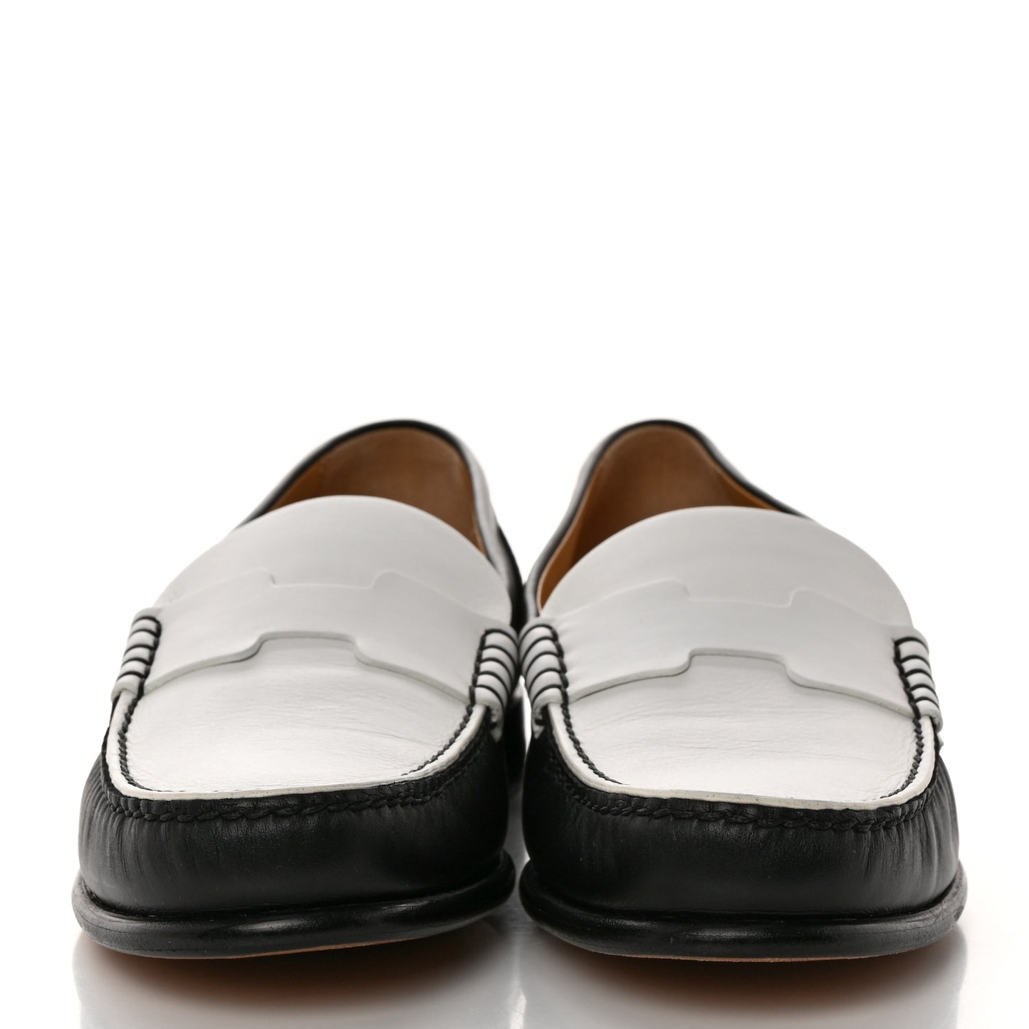 Calfskin Womens Kennedy Loafers 36 Black White