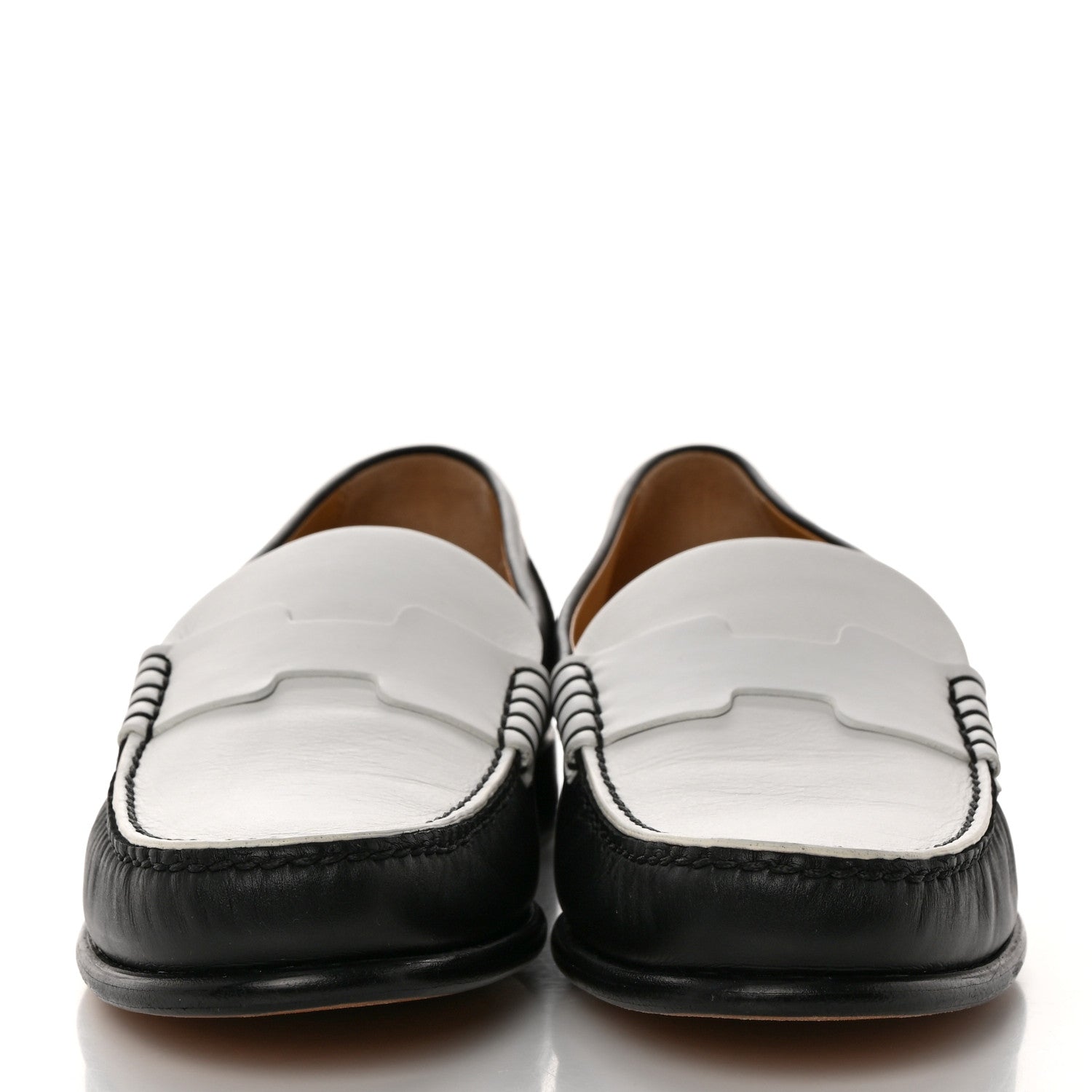 Hermes Calfskin Womens Kennedy Loafers 36 Black White 2 of 9