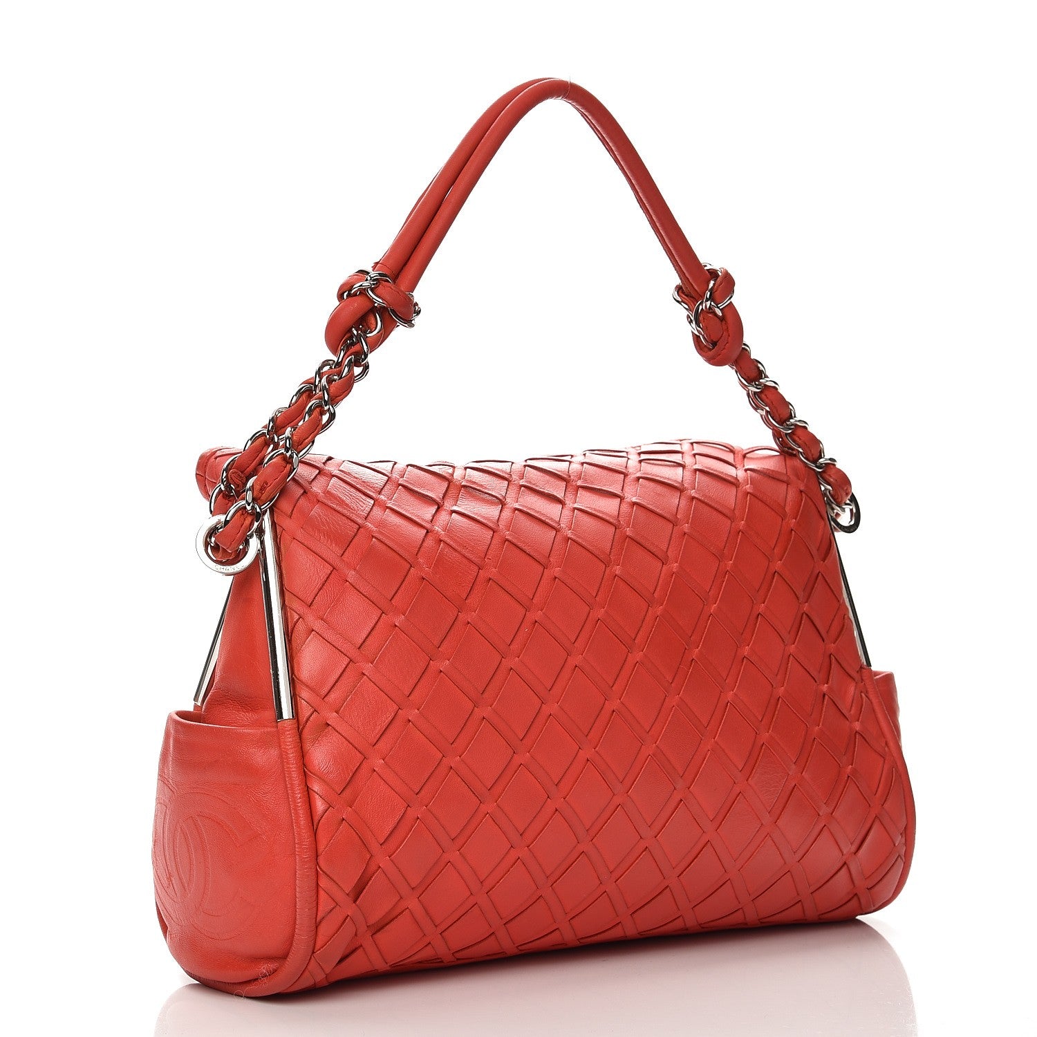 Chanel Lambskin Woven Medium Ultimate Soft Sombrero Hobo Red 3 of 13