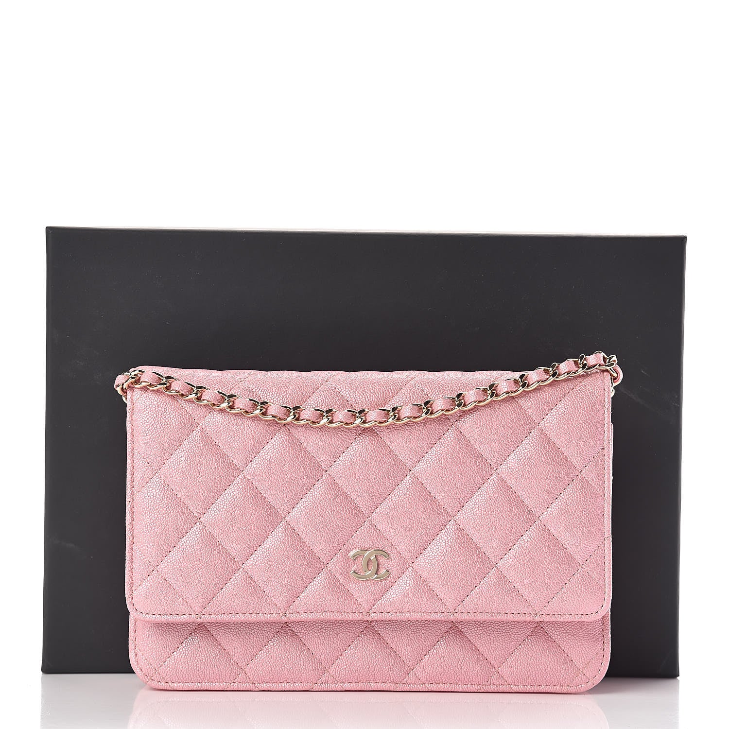 Chanel Iridescent Caviar Quilted Wallet on Chain WOC Rose Pink 12 of 12