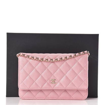 Chanel Iridescent Caviar Quilted Wallet on Chain WOC Rose Pink 12 of 12