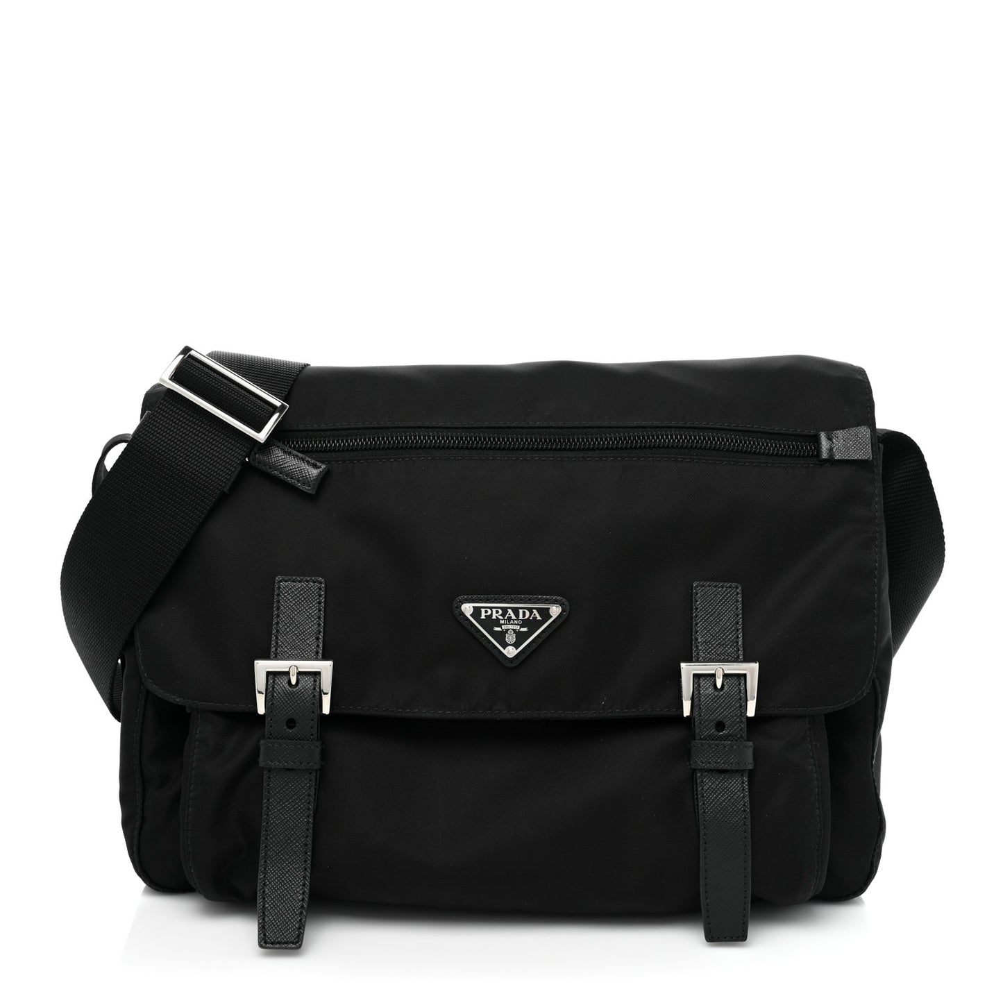 Tessuto Nylon Saffiano Vela Messenger Bag Black