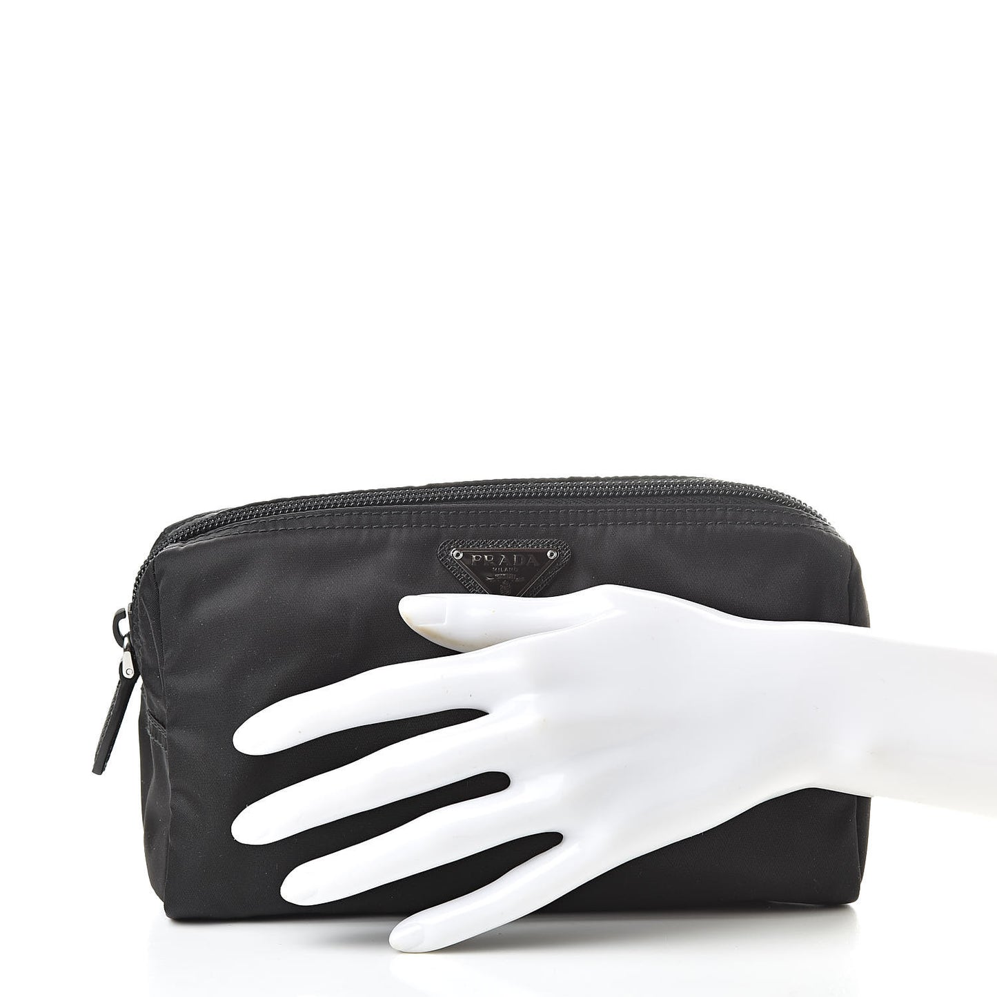 Nylon Tessuto Cosmetic Pouch Black