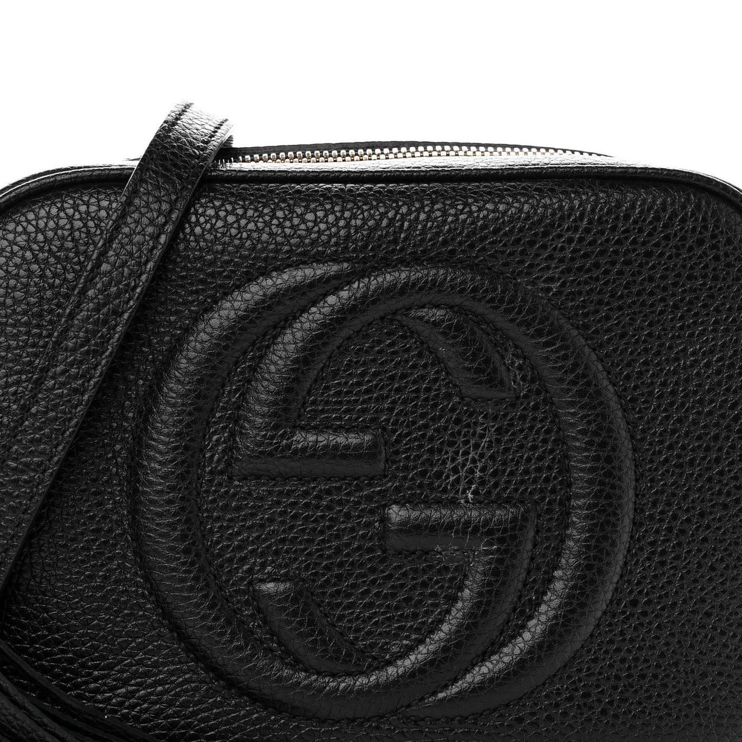 Pebbled Calfskin Small Soho Disco Bag Black