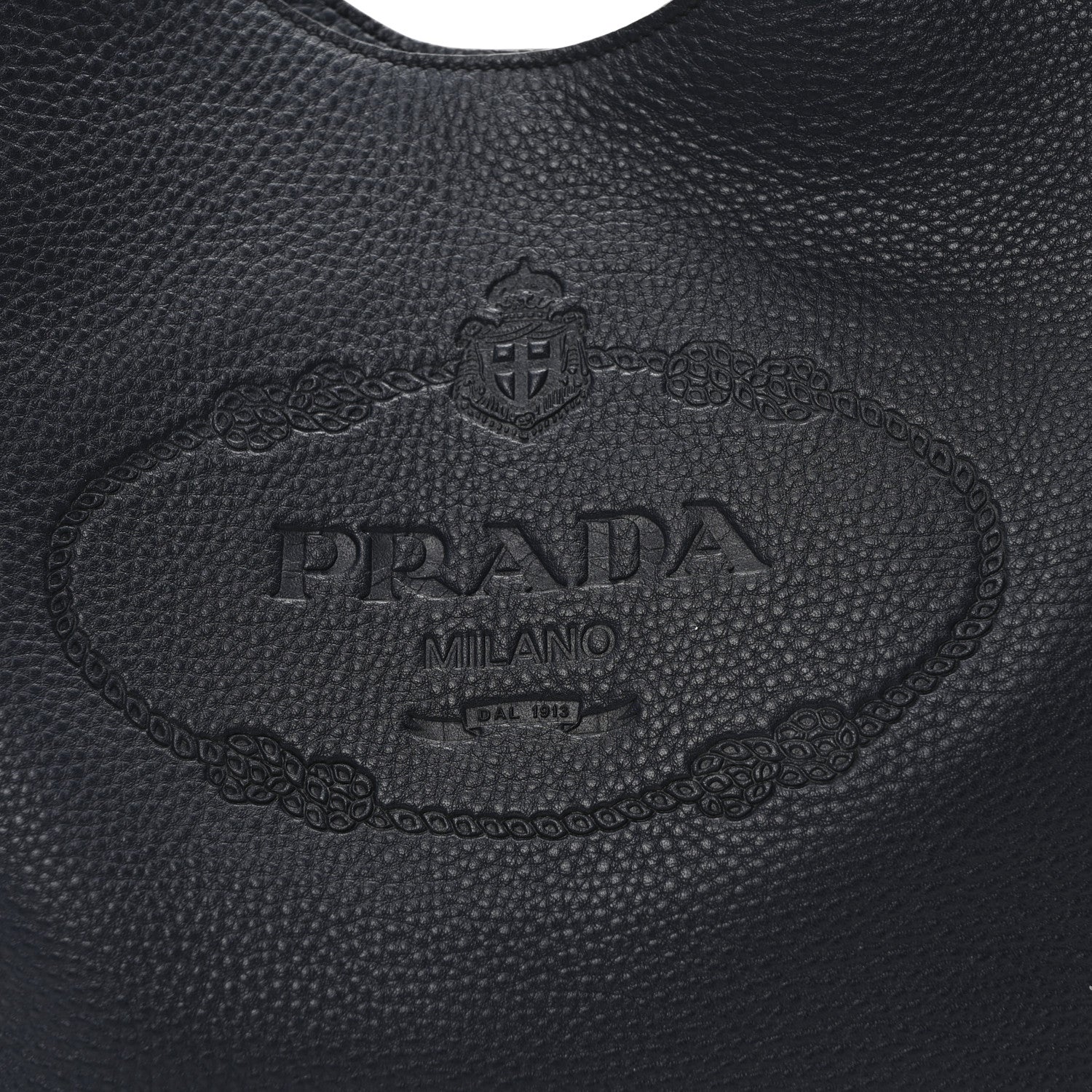 Prada Vitello Daino Embossed Logo Hobo Baltico 8 of 10