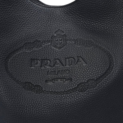 Prada Vitello Daino Embossed Logo Hobo Baltico 8 of 10