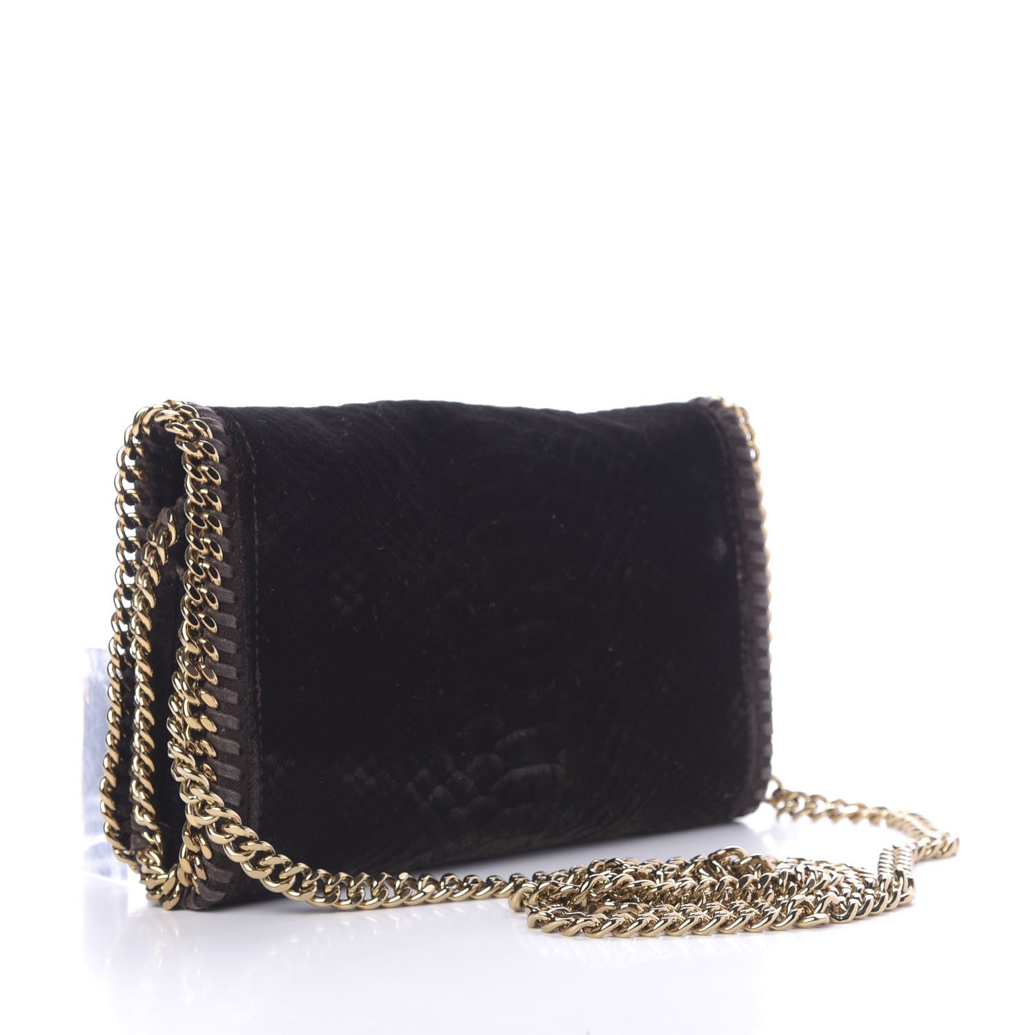 Stella McCartney Velvet Python Embossed Falabella Crossbody Bag Bronze 3 of 10