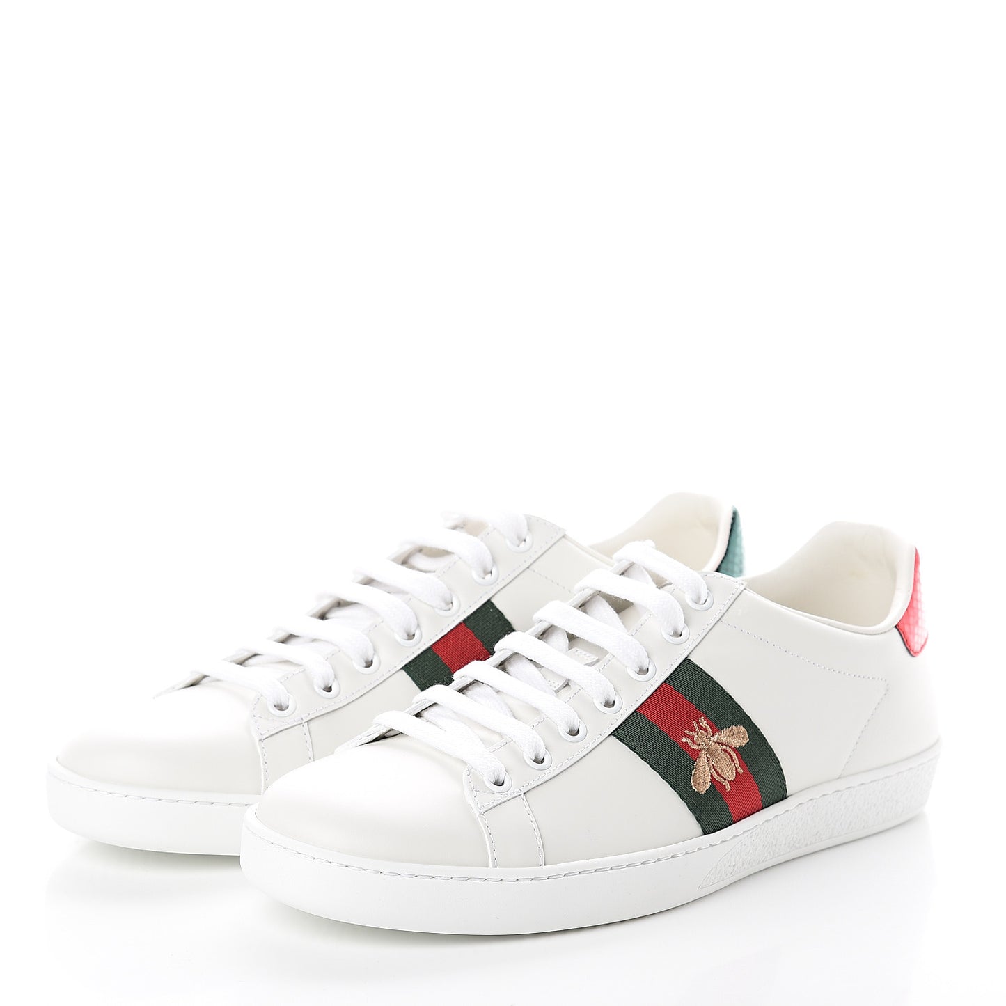Calfskin Ayers Bee Embroidered Womens Ace Sneakers 39.5 White Green