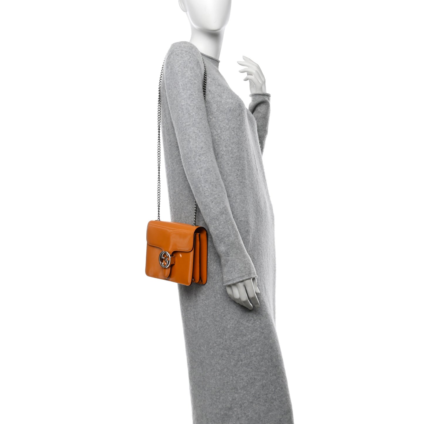 Shade Lux Calfskin Small Interlocking G Shoulder Bag Orange