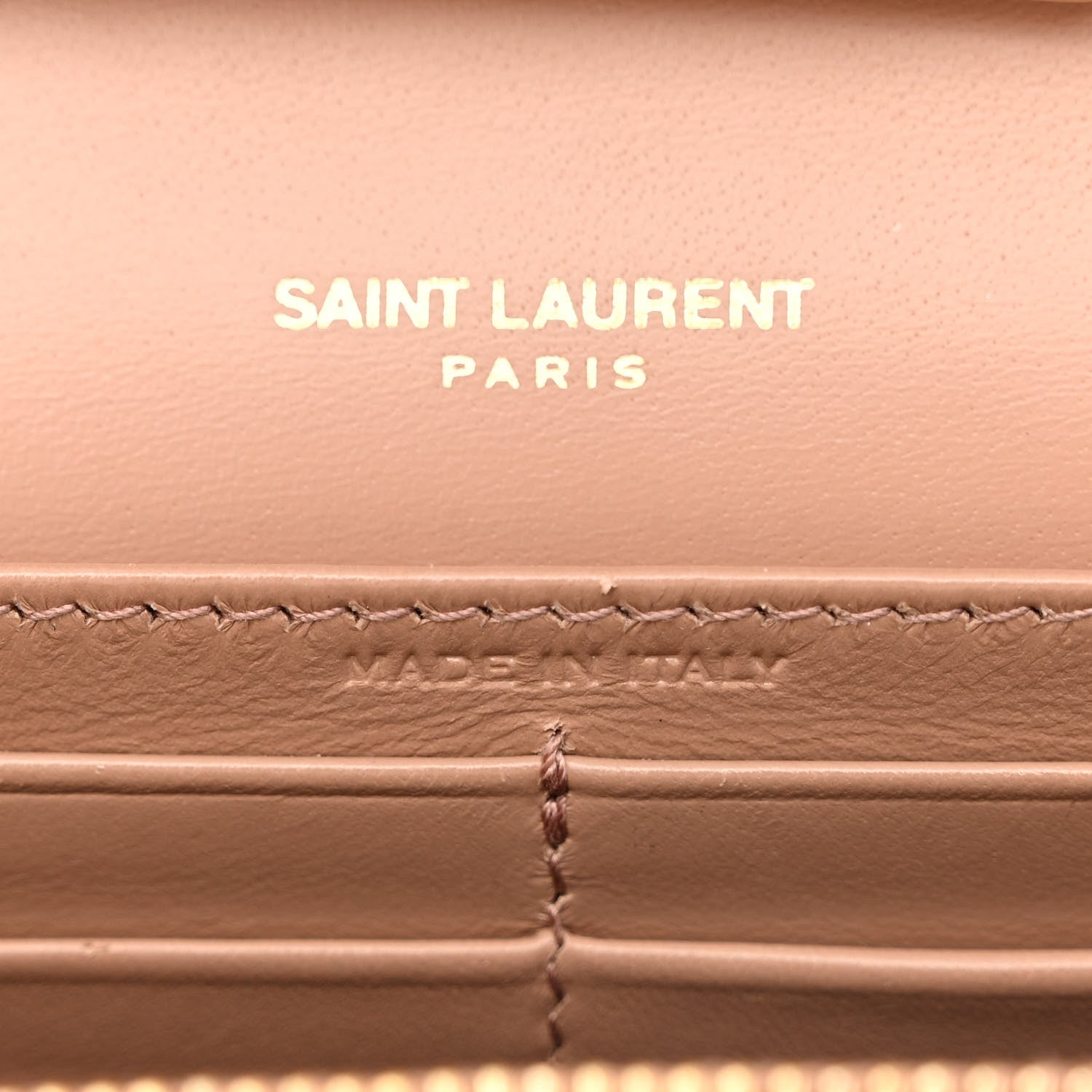 Saint Laurent Glossy Calfskin Monogram Chain Wallet Dark Beige 7 of 12