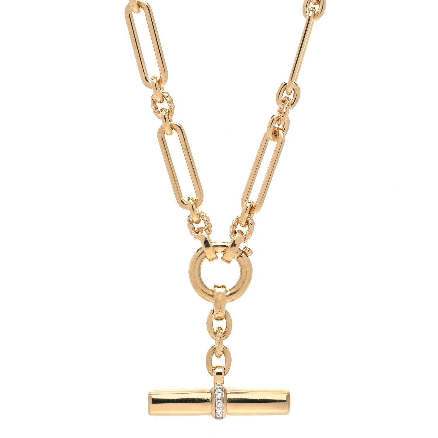David Yurman 18K Yellow Gold Diamond Lexington Chain Toggle Necklace 4 of 7