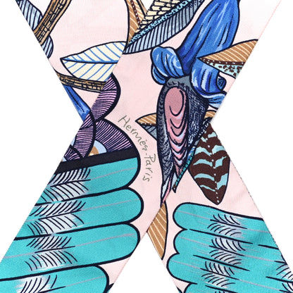 Hermes Silk Tree Of Song Twilly Rose Pale Turquoise 2 of 3