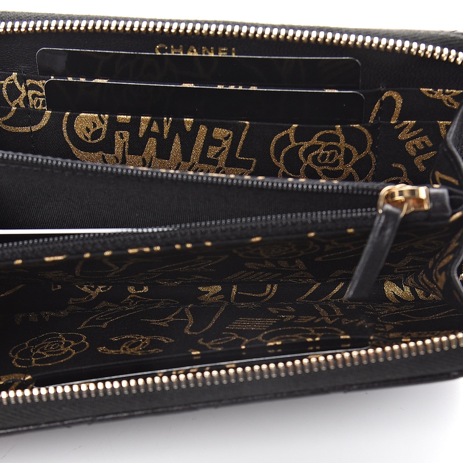 Chanel Lambskin Quilted Small Zip Around Wallet Black 4 of 6