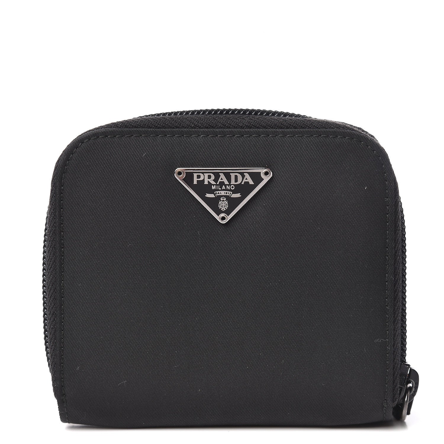Prada Tessuto Nylon Compact Zip Around Wallet Black 1 of 9