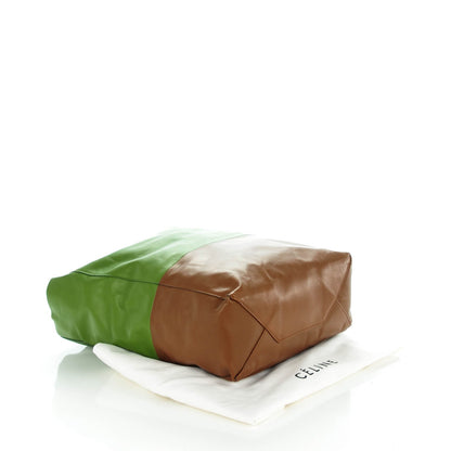 Celine Lambskin Vertical Bi-Cabas Green 4 of 8