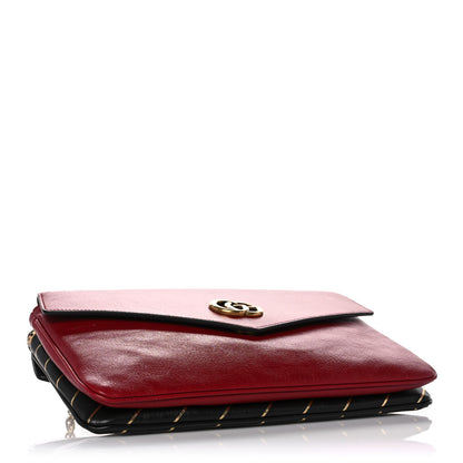 Gucci Calfskin Diagonal GG Medium Thiara Double Envelope Shoulder Bag Black Red 4 of 12