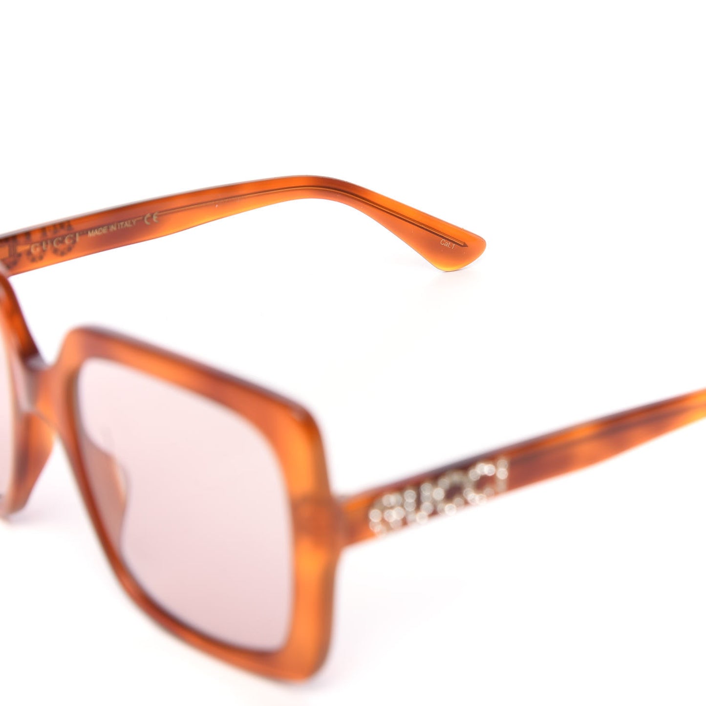 Crystal Square Frame Sunglasses GG0418S Tortoiseshell
