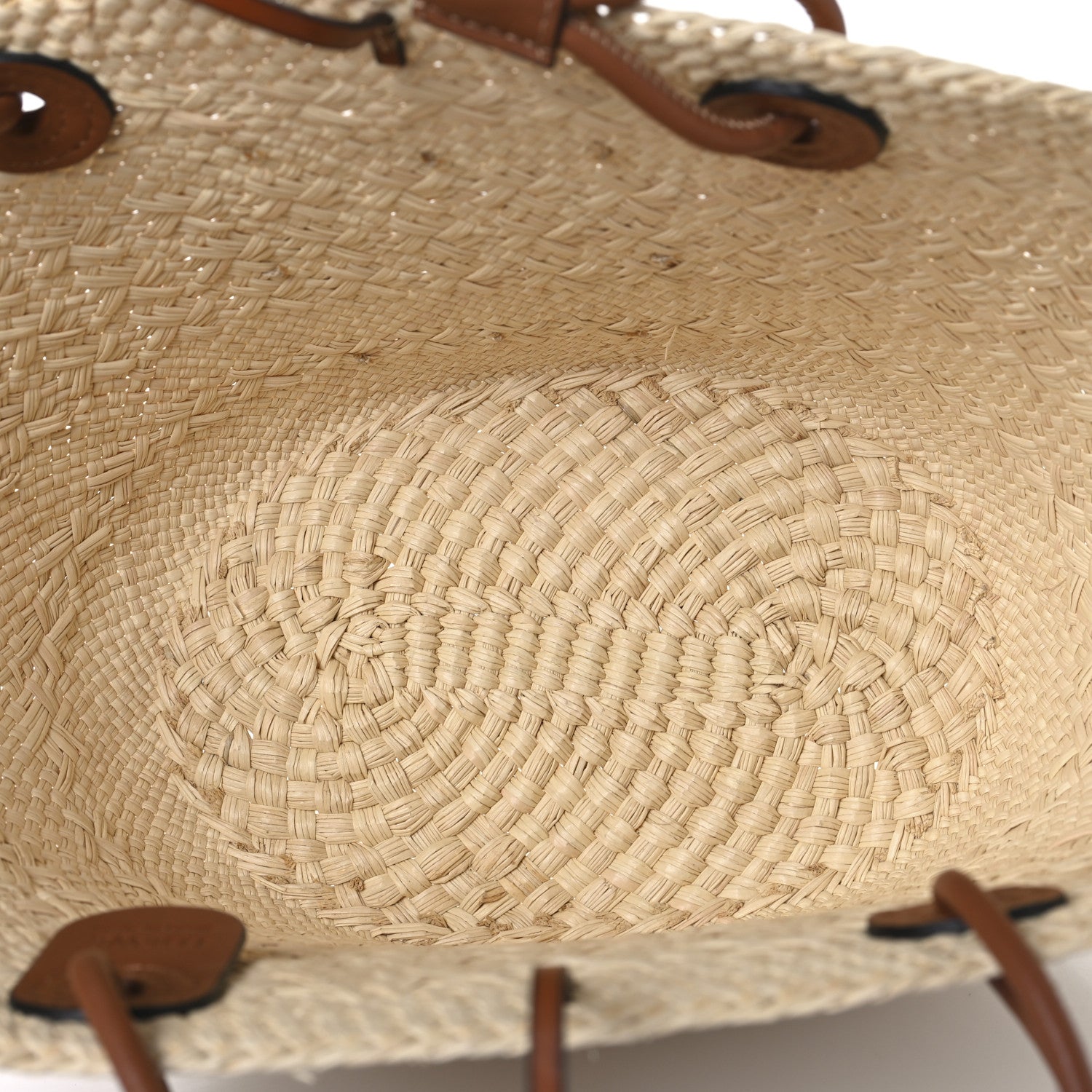 Loewe Calfskin Raffia Paulas Ibiza Small Anagram Basket Tote Bag Natural Tan 5 of 11