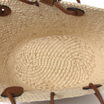 Loewe Calfskin Raffia Paulas Ibiza Small Anagram Basket Tote Bag Natural Tan 5 of 11