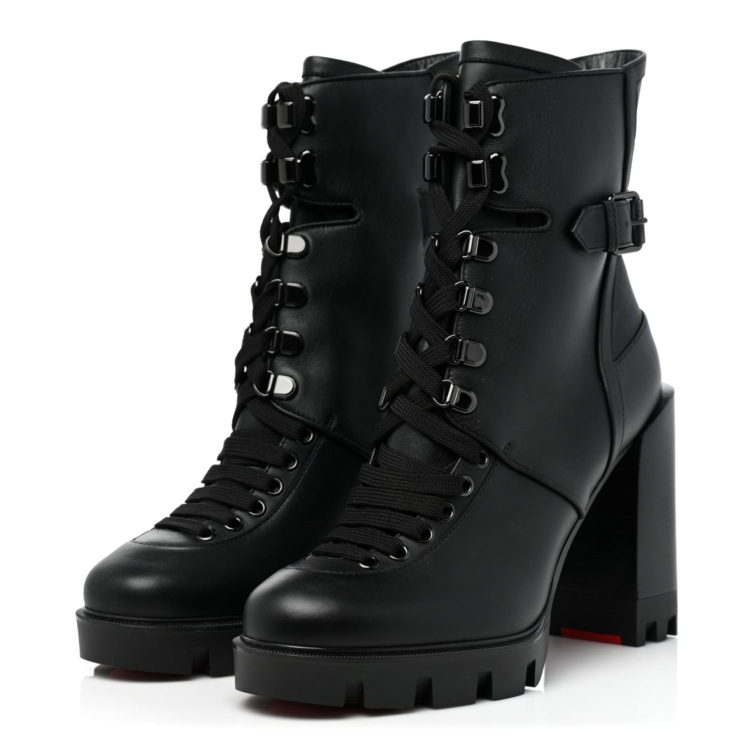 Christian Louboutin Calfskin Macademia 100 Biker Platform Boots 40.5 Black 3 of 12