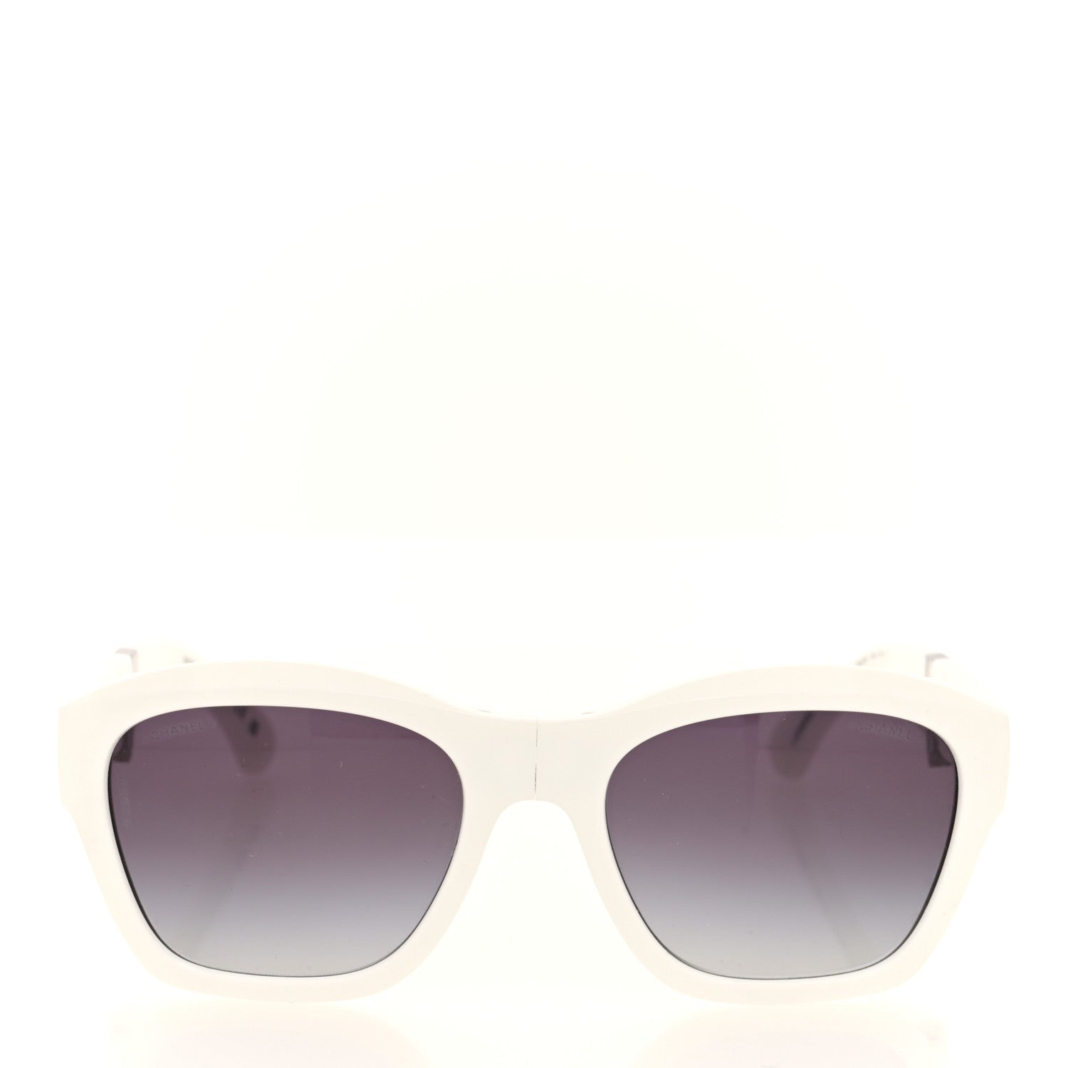 Chanel Acetate Metal Crystal Square Folding Sunglasses 6055-B White 1 of 7