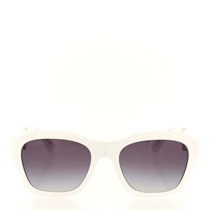 Chanel Acetate Metal Crystal Square Folding Sunglasses 6055-B White 1 of 7