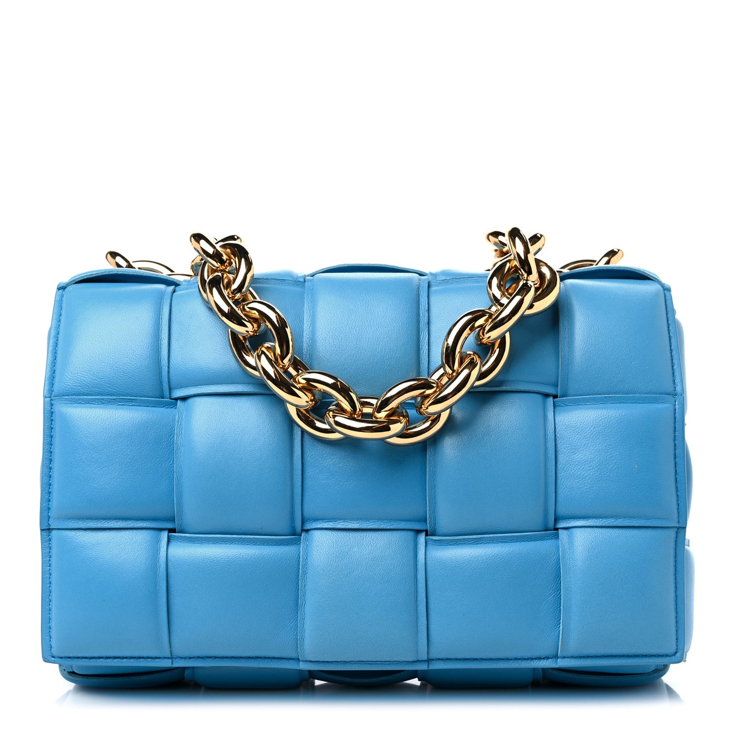 Lambskin Maxi Intreccio Padded Chain Cassette Crossbody Bag Swimming Pool