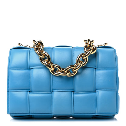Bottega Veneta Lambskin Maxi Intreccio Padded Chain Cassette Crossbody Bag Swimming Pool 1 of 11