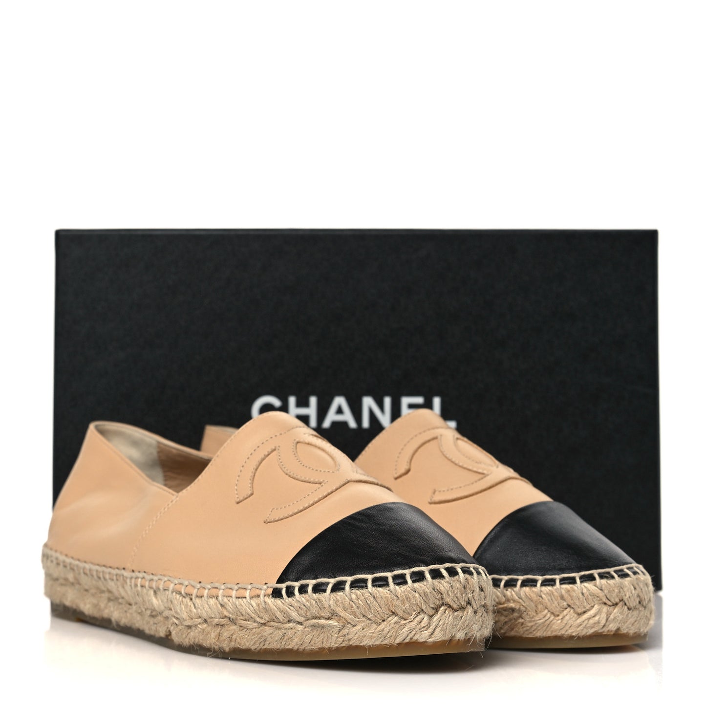 Lambskin CC Espadrilles 40 Beige Black