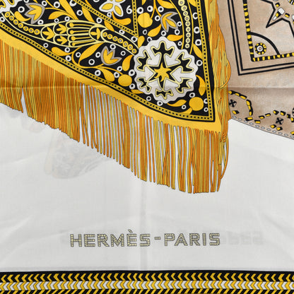 Hermes Silk Selle Des Steppes Scarf 90 White Or Black 2 of 10
