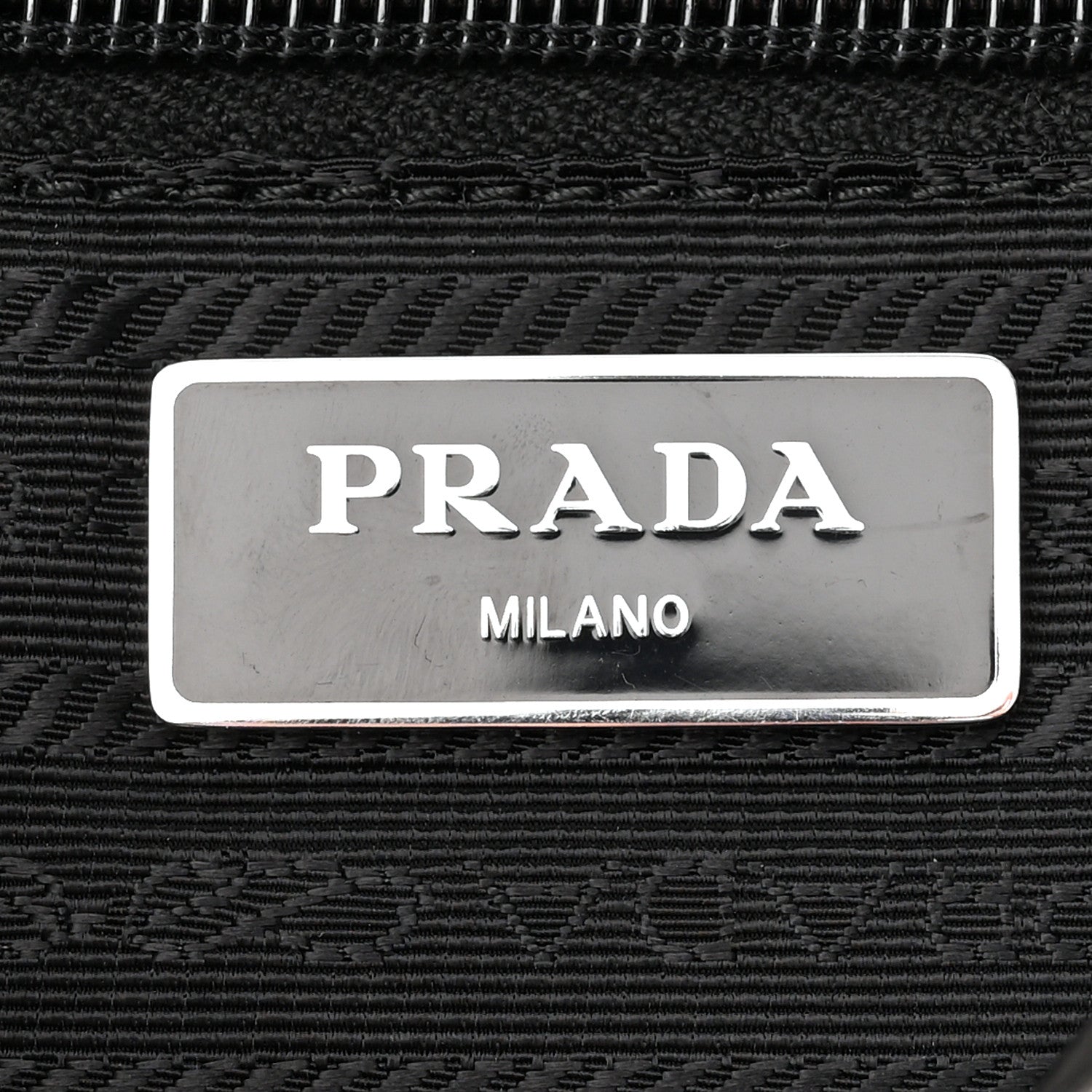 Prada Metallic Tessuto Nylon Metal Studded Shoulder Bag Ferro Black 6 of 10