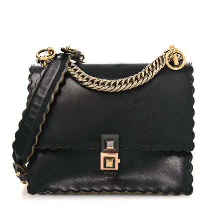 Fendi Vitello Liberty Scalloped Studded Small Kan I Shoulder Bag Black 1 of 15