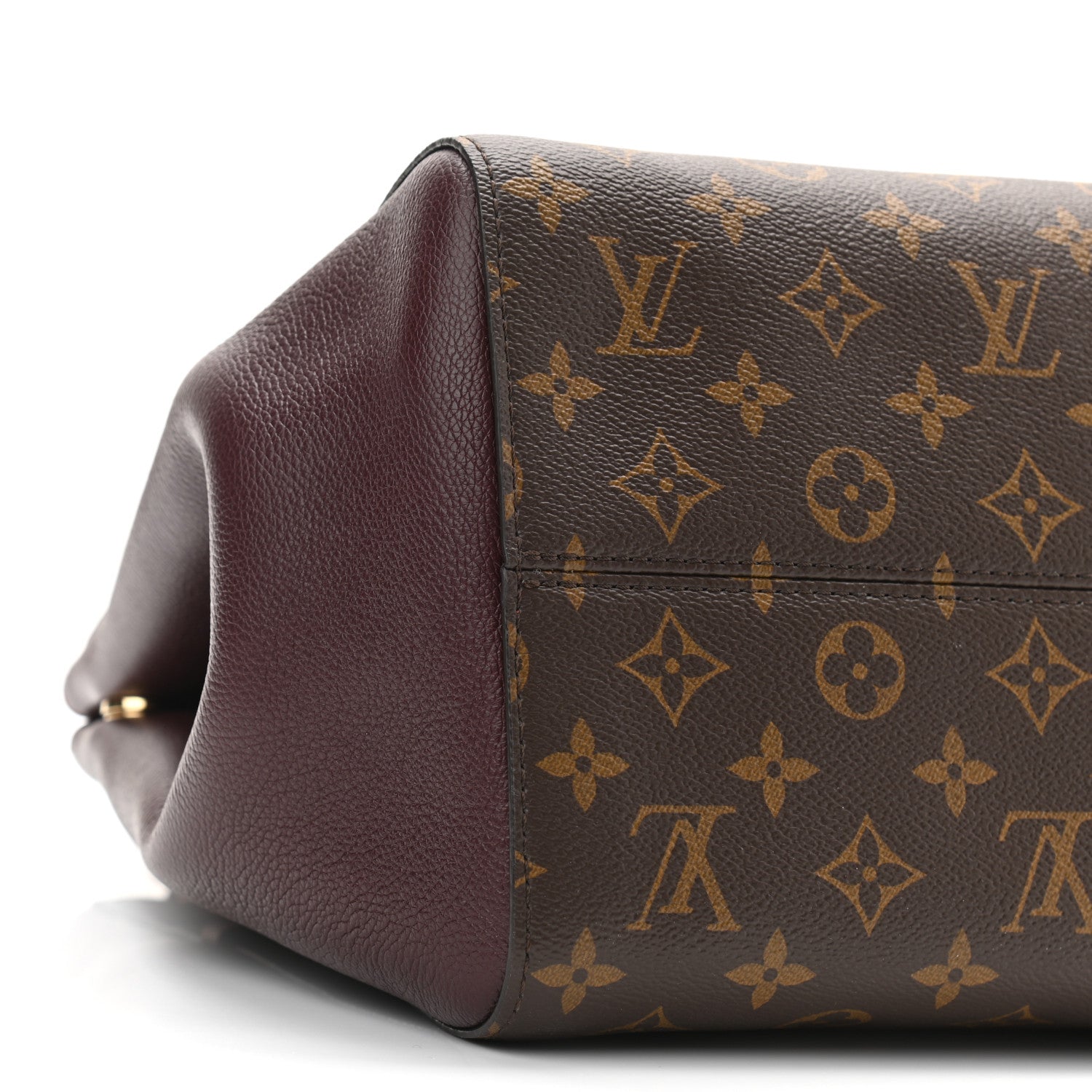 Louis Vuitton Calfskin Monogram Fold Tote MM Black Wine Cream 8 of 9