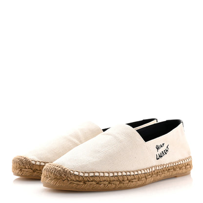 Saint Laurent Canvas Nappa Elba Light Logo Embroidered Espadrilles 40 Ecru 4 of 15