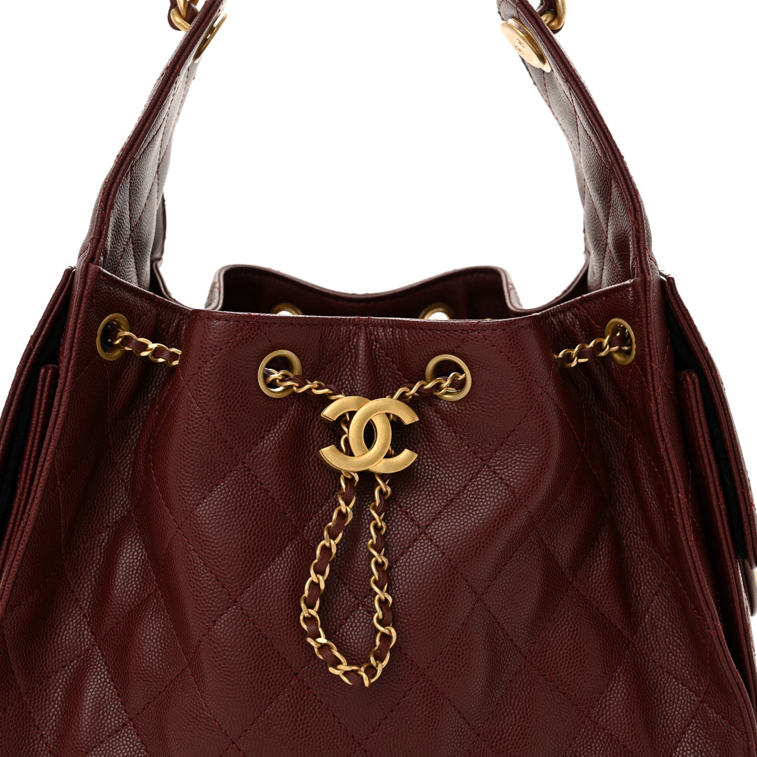 Chanel Caviar Quilted Small Chanel 25 Handbag Burgundy 8 of 11