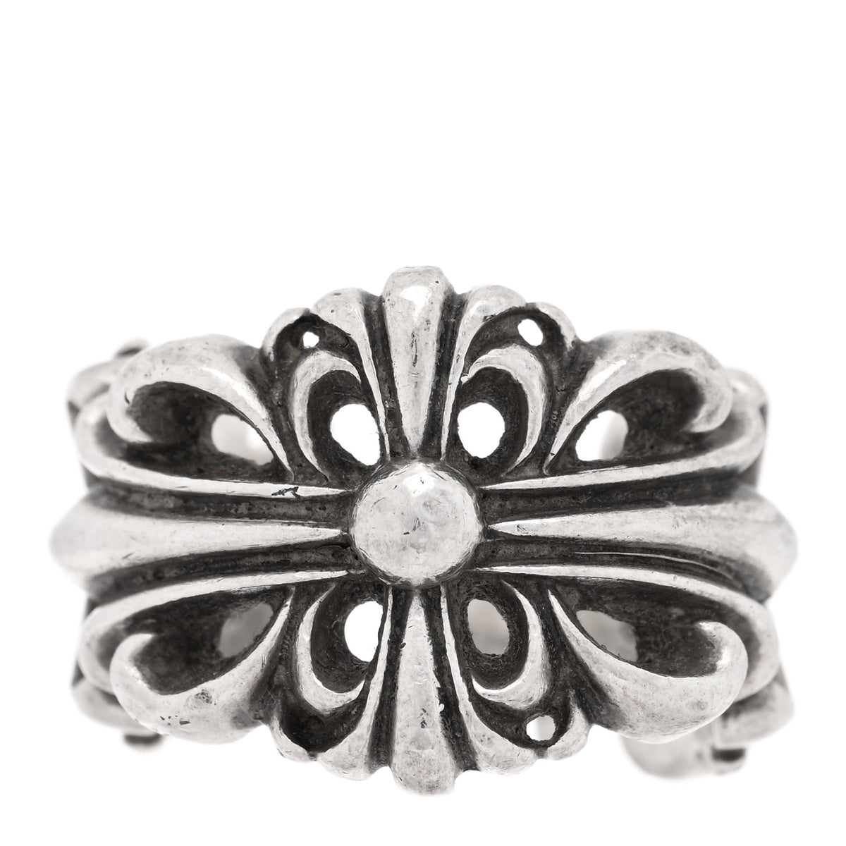Chrome Hearts Sterling Silver Double Floral Cross Ring 53 6.5 1 of 5