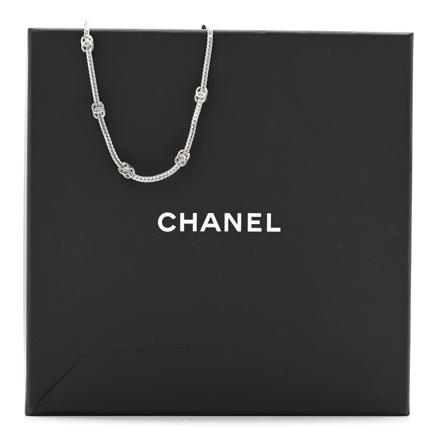 Chanel Metal CC Short Chain Necklace Silver 6 of 6