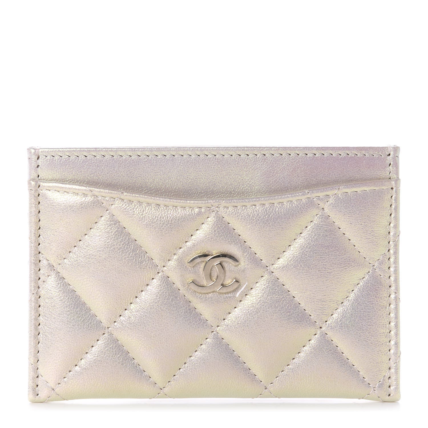 Chanel Iridescent Lambskin Quilted Card Holder Ivory 1 of 9