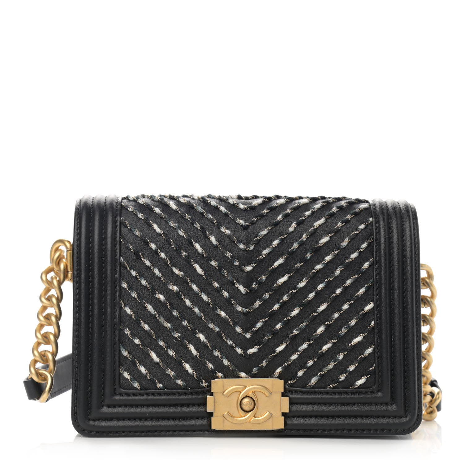 Chanel Calfskin Chevron Embroidered Boy By The Sea Flap Waist Belt Bag Black 1 of 10