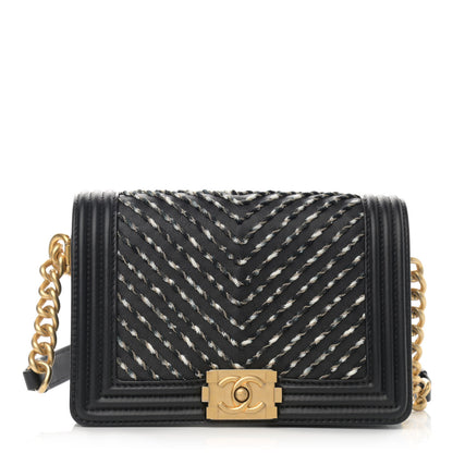 Chanel Calfskin Chevron Embroidered Boy By The Sea Flap Waist Belt Bag Black 1 of 10