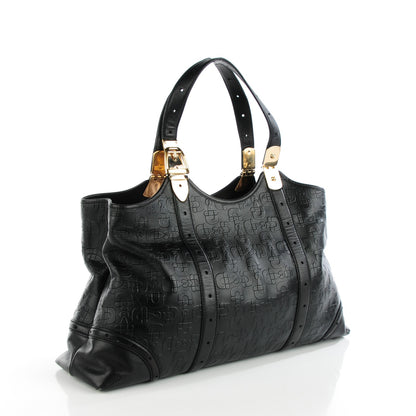 Gucci Calfskin Horsebit Embossed Glam Shoulder Bag Black 3 of 8