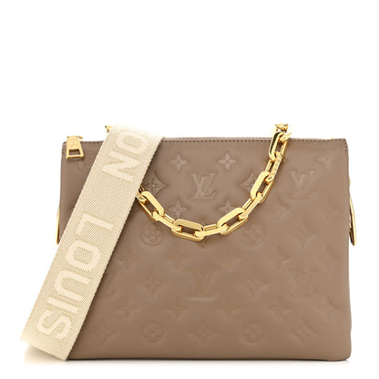 Louis Vuitton Lambskin Embossed Monogram Coussin PM Taupe 1 of 13