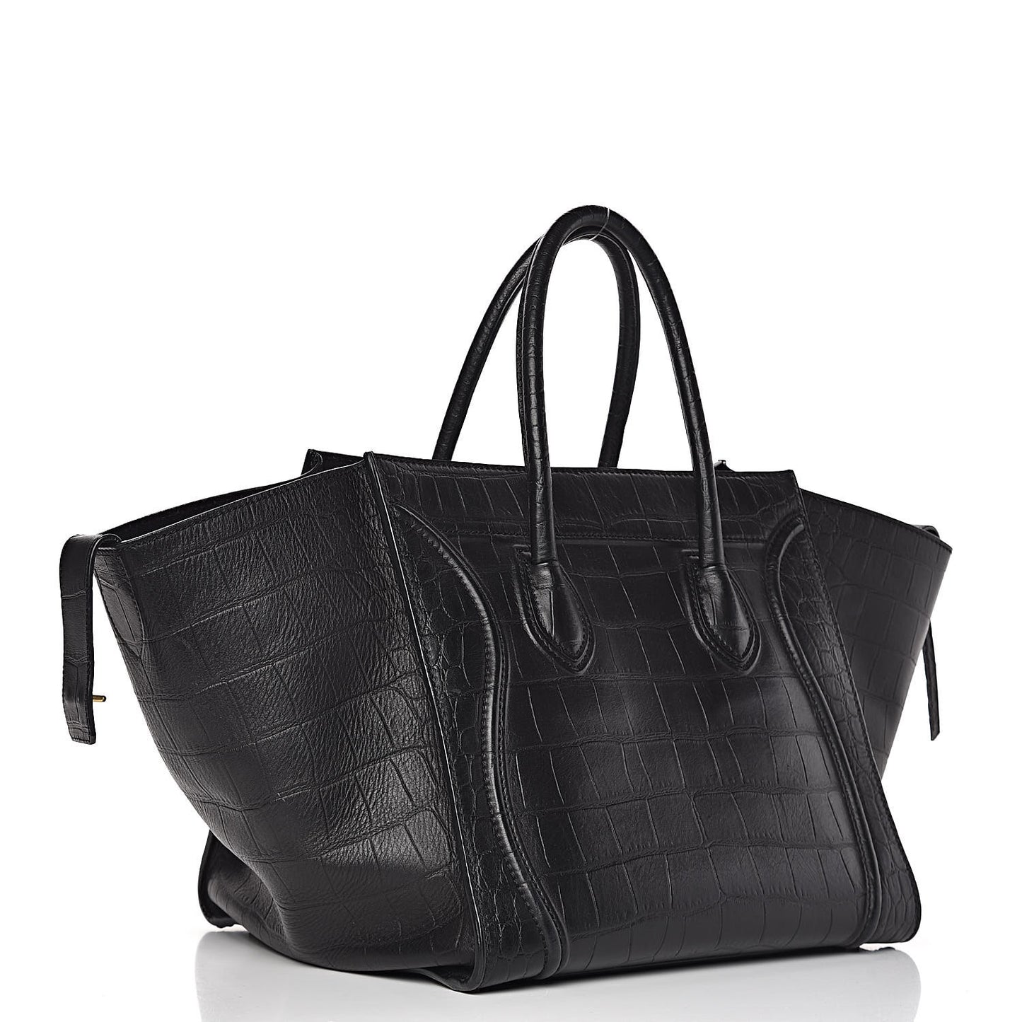 Calfskin Crocodile Embossed Medium Phantom Luggage Black
