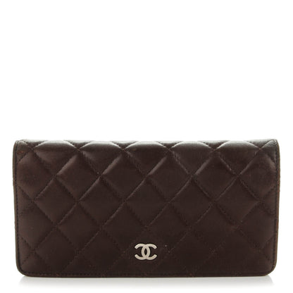 Chanel Lambskin Quilted Yen Wallet Dark Brown 1 of 9